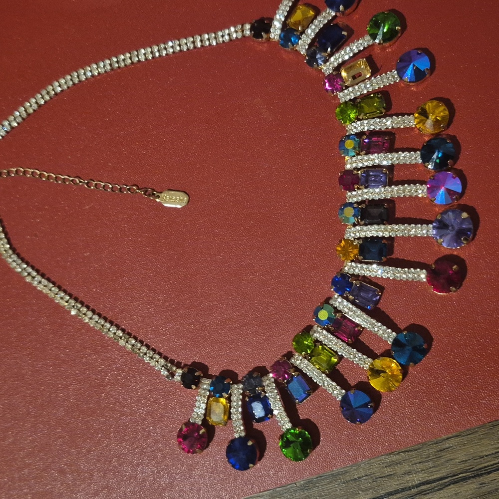 Natasha GLAMOUR Necklace Rare Find Blingy Shimmery Colorful - Picture 7 of 13
